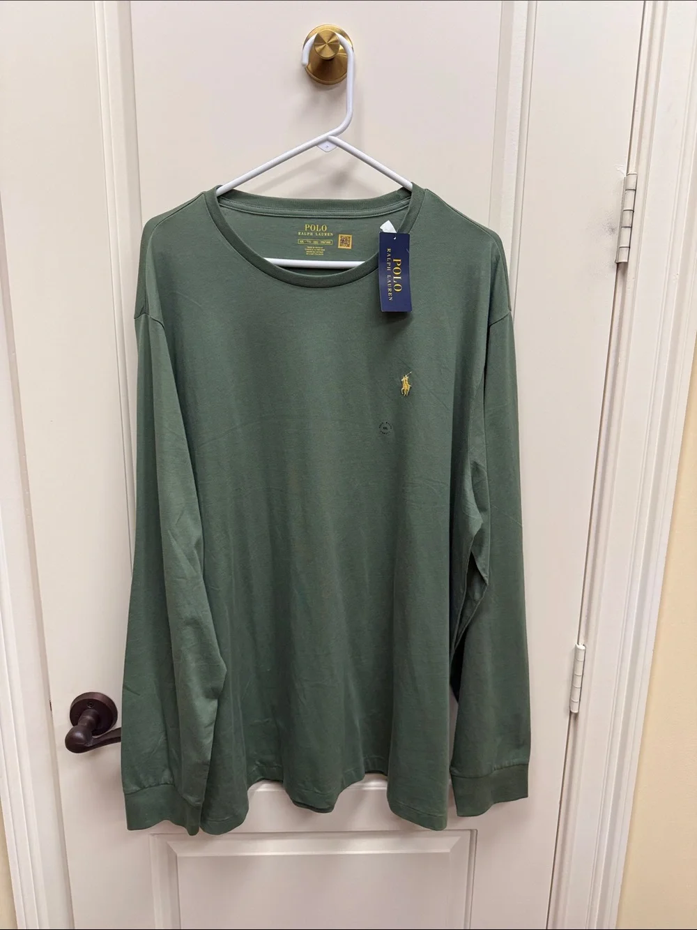 Polo by Ralph Lauren Olive Long-Sleeve Crew Shirt with Yellow Pony